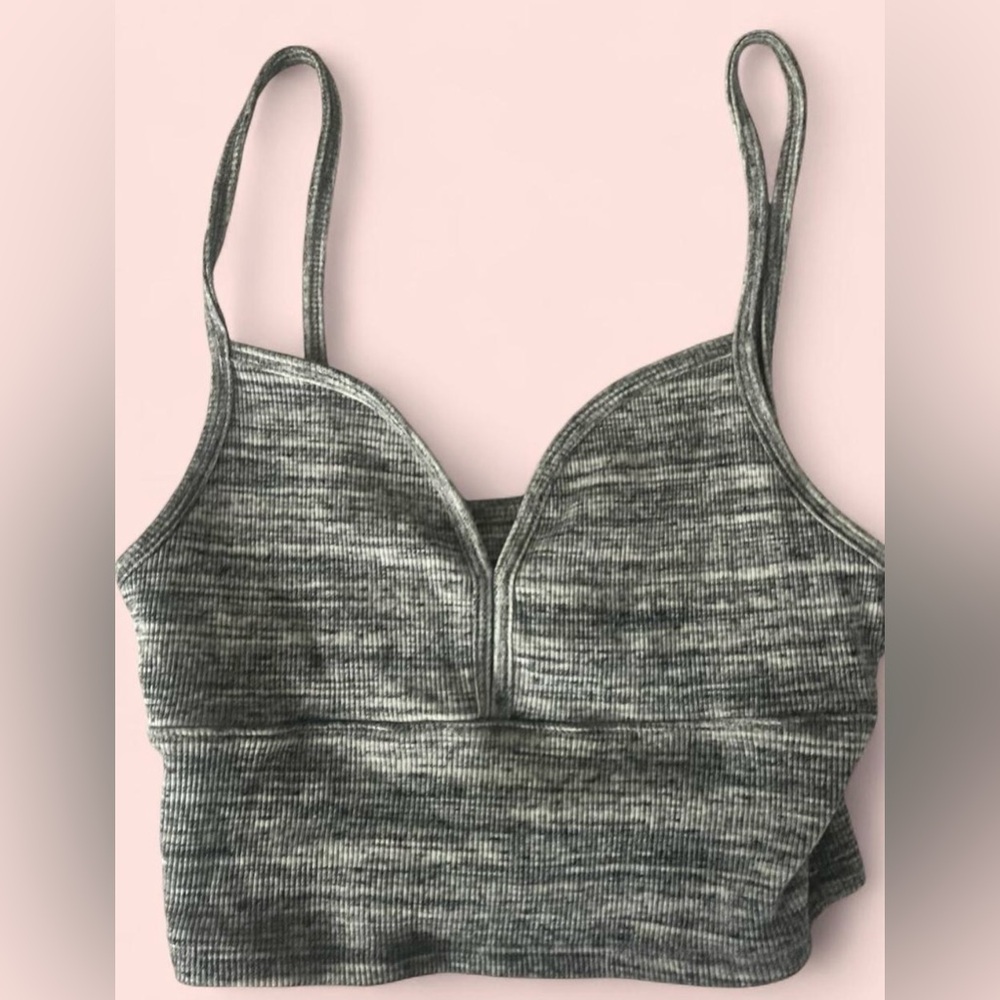 Hollister crop top ribbed gray/white